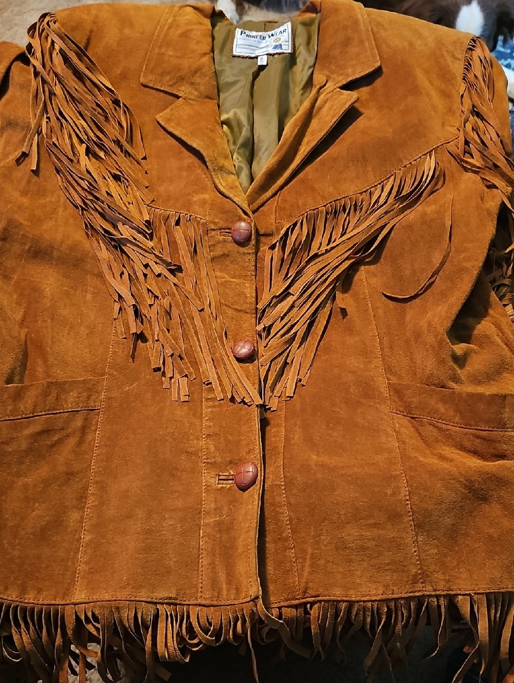 Fringed Suede Leather Jacket in Rustic Brown